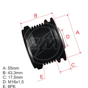NISSAN TIIDA/ RENAULT SANDERO/ DACIA DUSTER/DR:17MM/DH:15MM/6RANURAS