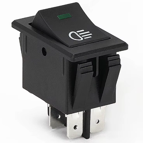 SWITCH DE LUZ 12V 20AMP LUZ VERDE CON 4 TERMINALES 