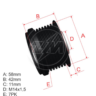 TOYOTA/HILUX/1KD/2KD/FORTUNER/HIACE/LAND CRUISER/DR:15MM/DH:13MM/7RANURAS