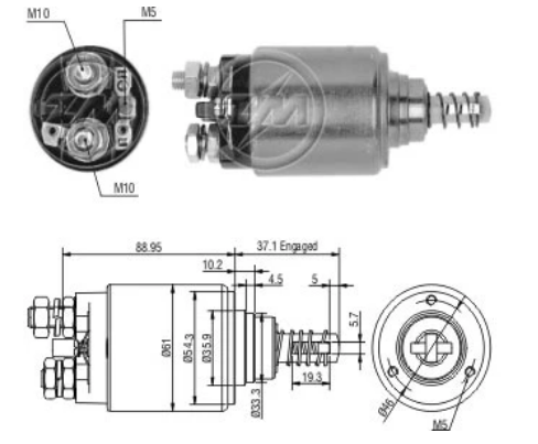 IVECO FORD PERNO M5 DERECHA PUNTA PLASTICA/ 12V