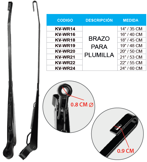 BRAZO DE PLUMILLA 18 PULGADAS/ 45CM