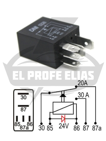 MINIRELAY/20A/30A / C/ DIODO/24V / 5 PATITAS/ EQUIVALENTE/DNI: KW 0226