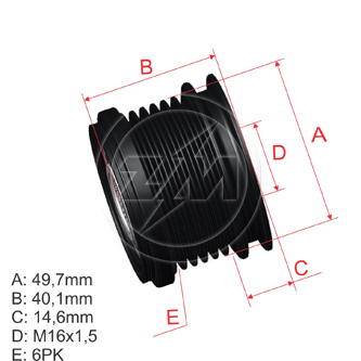 VOLKSWAGEN/AMAROK/PASSAT/ AUDI: A3...A6.Q5/ SEAT IBIZA/DR:17MM/ DH:15/6RANURAS