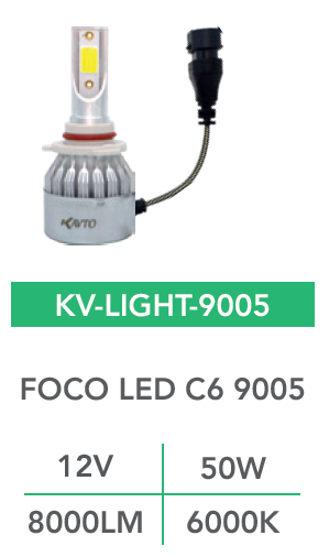 FOCO LED C6 9005/ 12V /8000LM/ 50W/ 6000K (X UNIDAD)