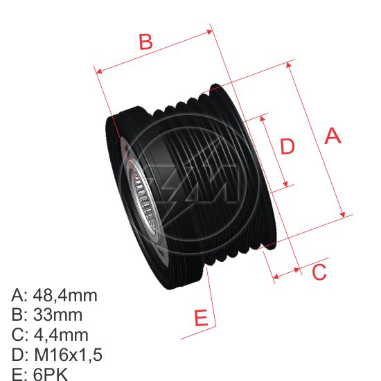 FORD FOCUS/DR:17MM/DH:15MM/6RANURAS