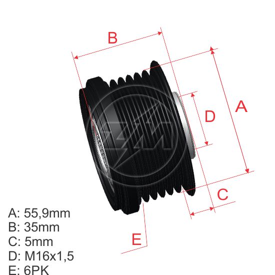 AUDI/A4/Q5/Q7/VOLKSWAGEN AMAROK/ TOUAREG/PHAETON/DR:17MM/DH:15MM/ 6RANURAS